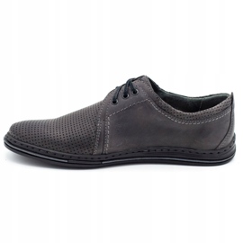Polbut Pantofi din piele pentru bărbați 343p Grey perforat gri 1