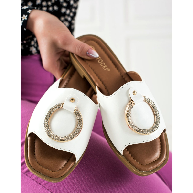 W. Potocki Papuci Albi Cu Ornament Potocki 1