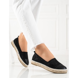TRENDI Espadrile negre cu sclipici negru 2