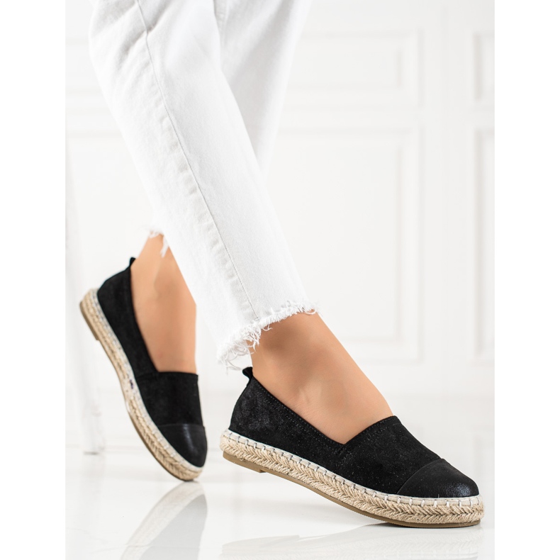TRENDI Espadrile negre cu sclipici negru 2