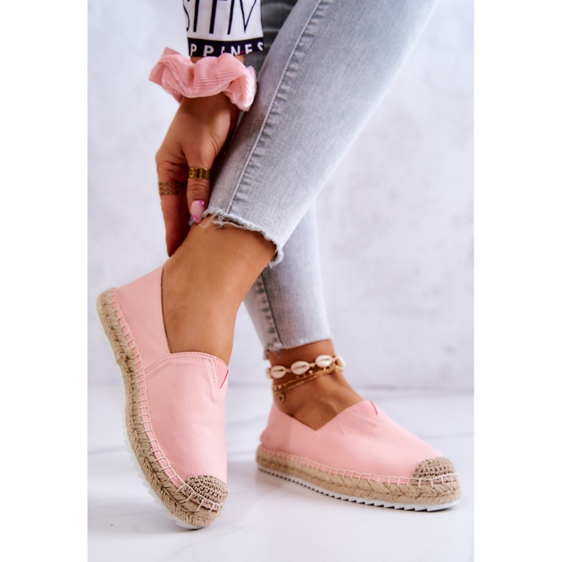 Big Star HH274496 Espadrile roz pe talpă împletită 2