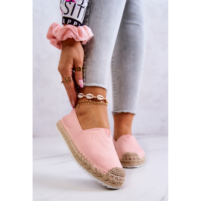 Big Star HH274496 Espadrile roz pe talpă împletită 1
