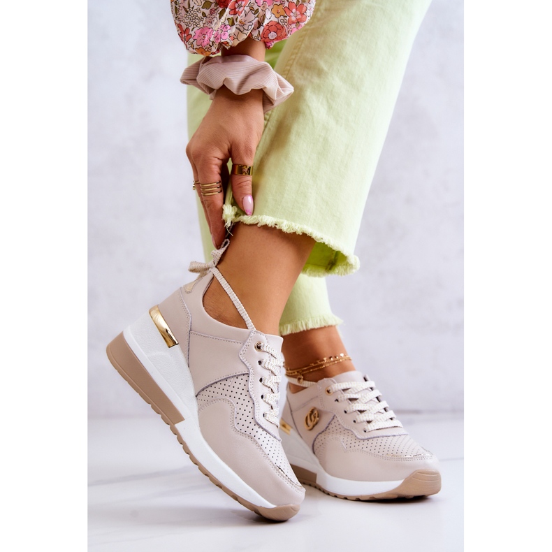 S.Barski Pantofi sport din piele de damă pantofi sport bej Loissa 2