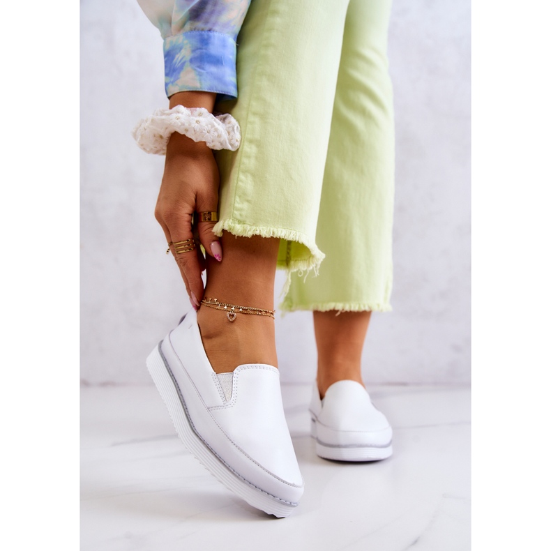 Pantofi de damă din piele Slip-On S.Barski alb 1