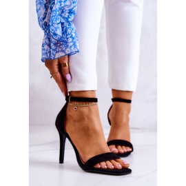 Vinceza Sandale de damă cu toc înalt din piele intoarsa neagra Massimo negru 1