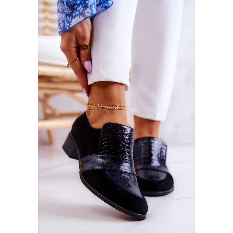 PA2 Pantofi de șarpe din piele de căprioară neagră negru 1