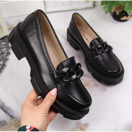 Pantofi din piele cu lant Filippo W PAW252C negru 1