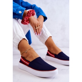 Pantofi de damă Slip On Big Star JJ276009 Bleumarin-Roșu 1
