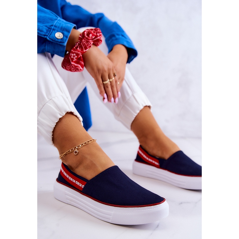 Pantofi de damă Slip On Big Star JJ276009 Bleumarin-Roșu 1