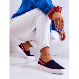 Pantofi de damă Slip On Big Star JJ276009 Bleumarin-Roșu 2
