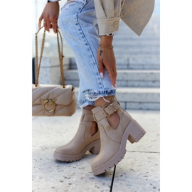 FE1 Botine din piele Curea Cut Out Bej închis Rosanne 2