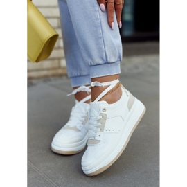 FG2 Pantofi sport de damă alb și bej New Haven 2