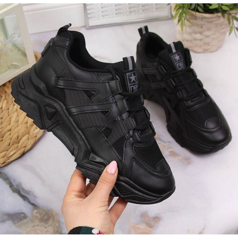 Tenisi cu pană News W EU649A negri negru 1