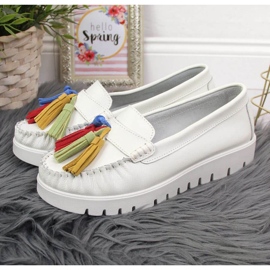 Mocasini din piele cu franjuri Filippo W PAW327B alb 2