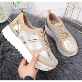 Tenisi din piele pe platforma Filippo W PAW329 bej 1