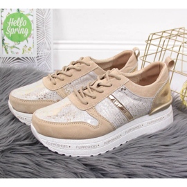 Tenisi din piele pe platforma Filippo W PAW329 bej 2