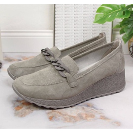 Pantofi din piele cu lant Filippo W PAW337B gri 2