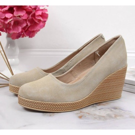 Pompe din piele pe pană Filippo W PAW339D bej 2