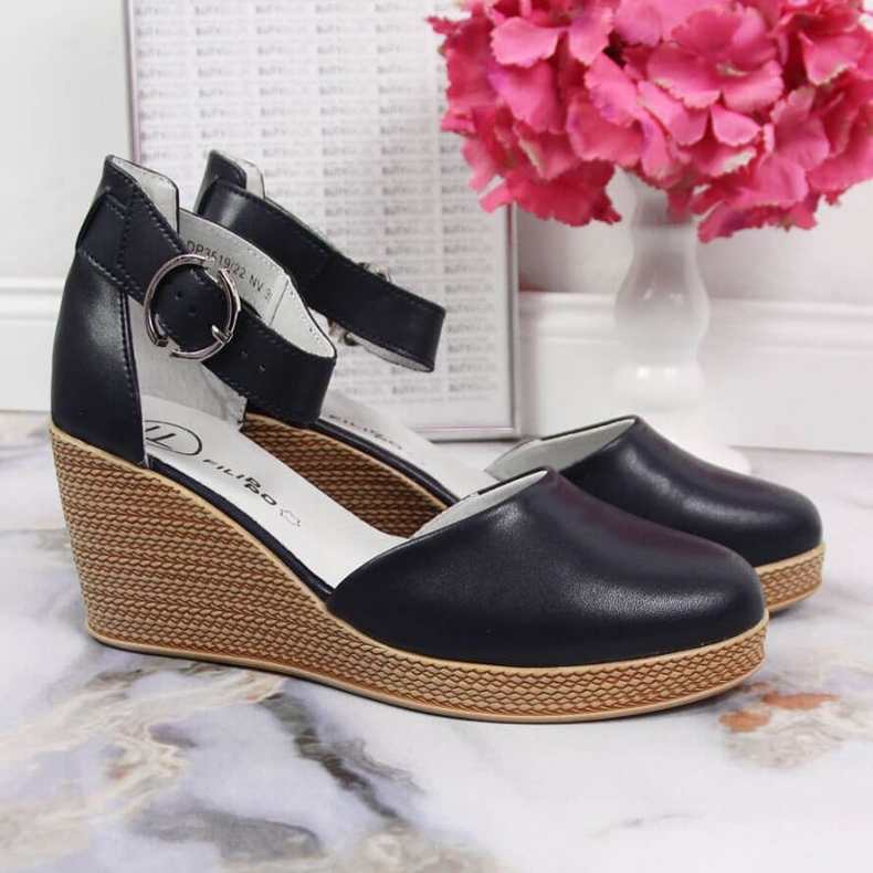 Sandale pe pană Filippo W PAW340B bleumarin albastru marin 2