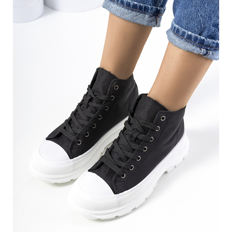 Tenisi negri până la glezne pe platforma Boyes negru 1