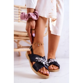 FW1 Sandale confortabile de damă, cu decor Irvine negru 1