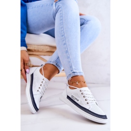 Pantofi de damă din piele alb și bleumarin Cloesa 1