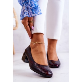 Sergio Leone Pumps din piele de șarpe Burgundy Mesquite roșu 1