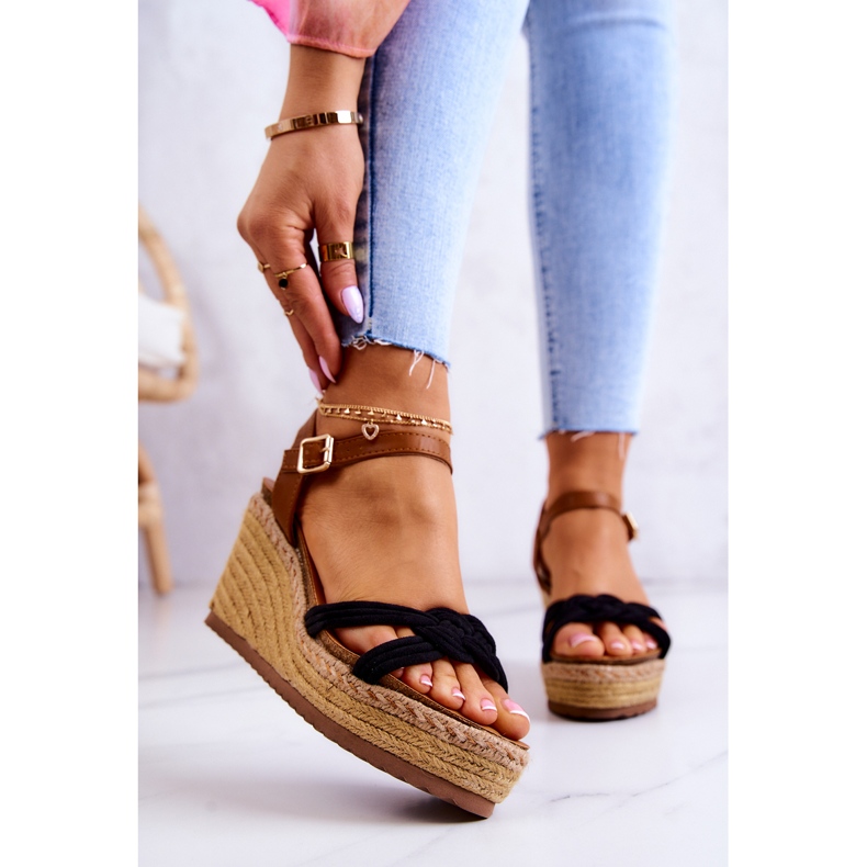 FB2 Sandale cu pană la modă Roseville negre negru 2