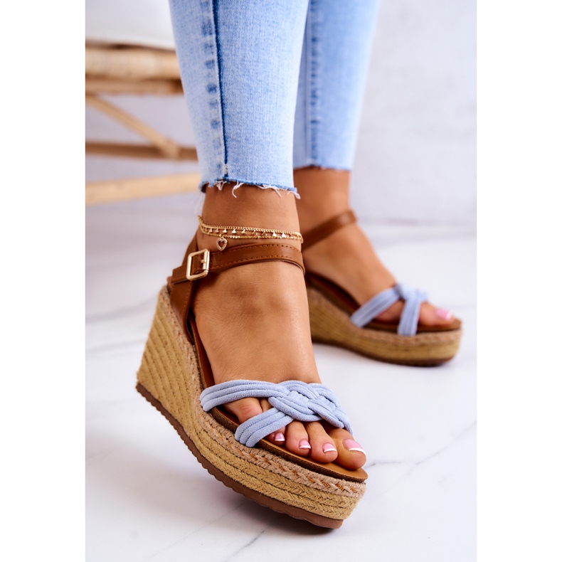 FB2 Sandale la modă pe o pană Blue Roseville albastru 1