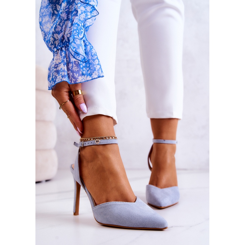 FB2 Tocuri din piele intoarsa pe catarama in albastru Kharen 1