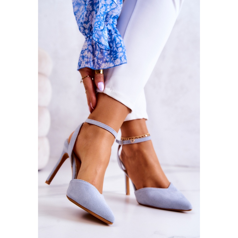 FB2 Tocuri din piele intoarsa pe catarama in albastru Kharen 2