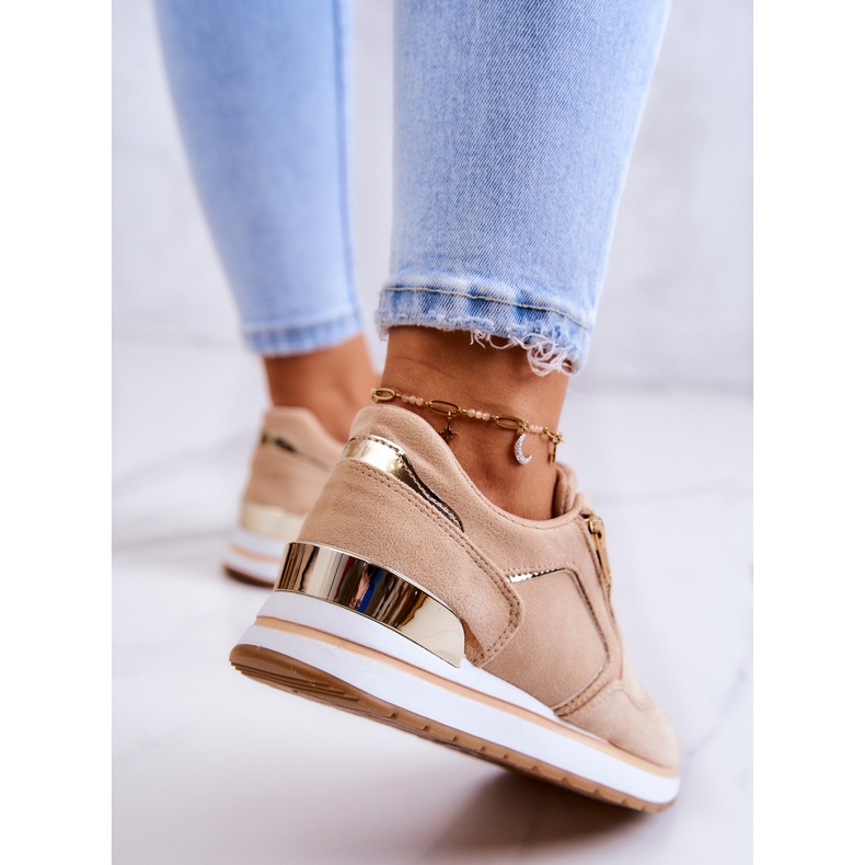 FB2 Pantofi sport din piele intoarsa pe o platforma Riverside Bej Inchis 2