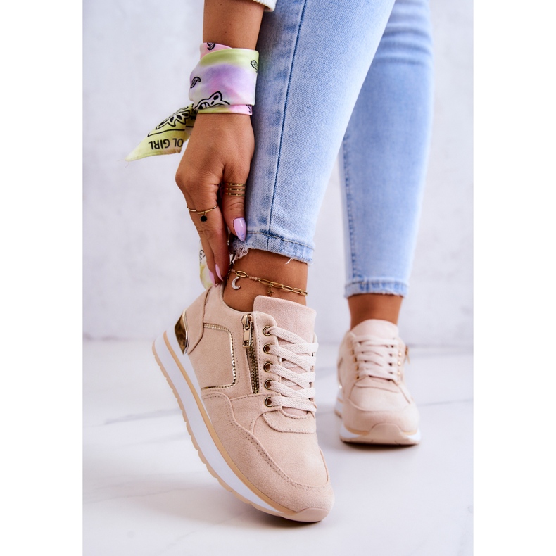 FB2 Pantofi sport din piele intoarsa pe platforma Riverside Bej Deschis 1