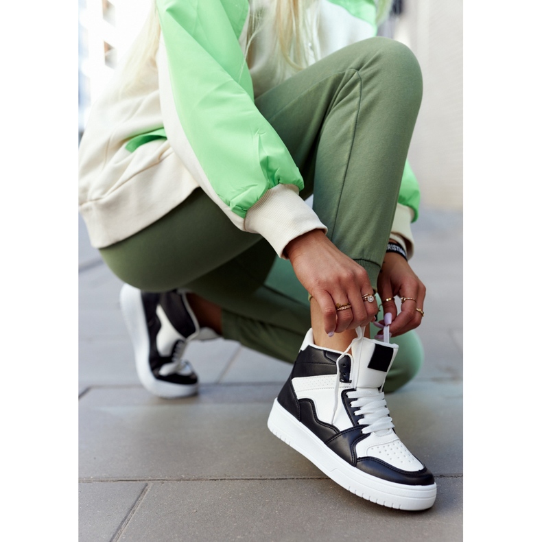 FG2 Pantofi sport de damă înalți alb și negru Megithoe 2