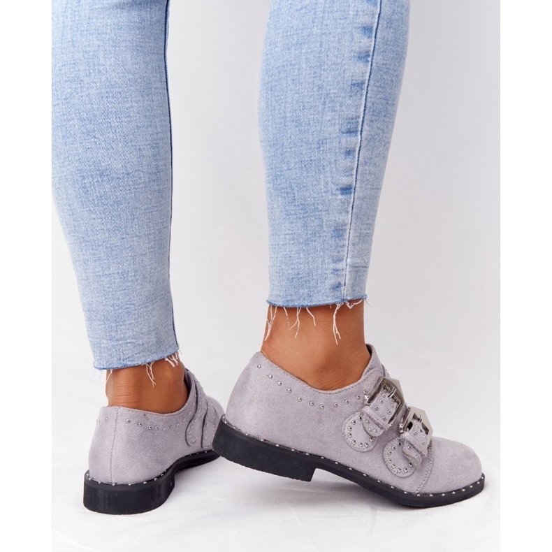 Brogues De Damă Cu Catarame Lu Boo Gri 1