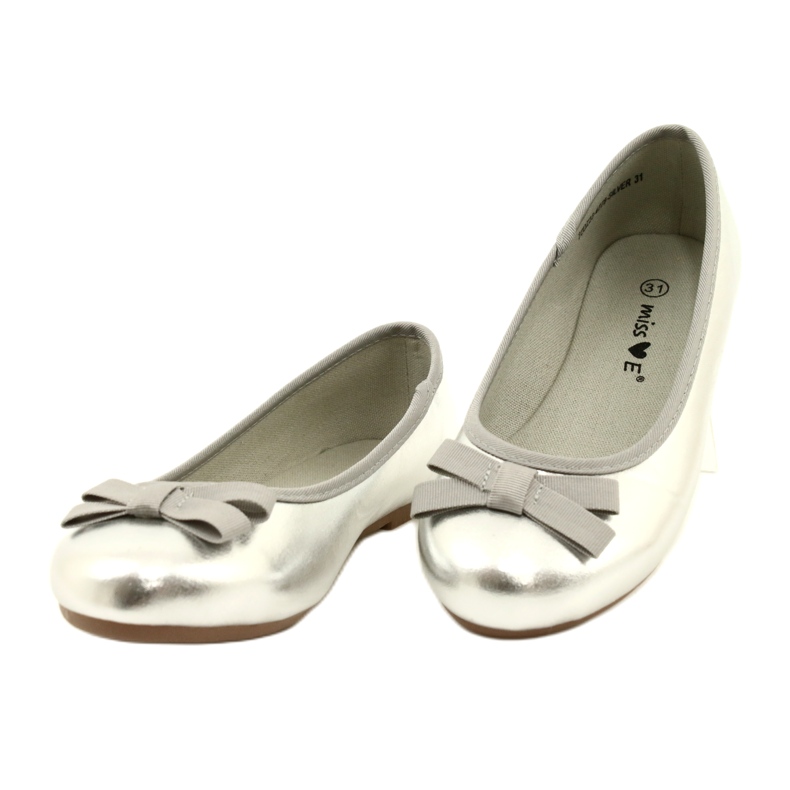 Miss Balerine metalice ale fetelor cu un arc de argint 5