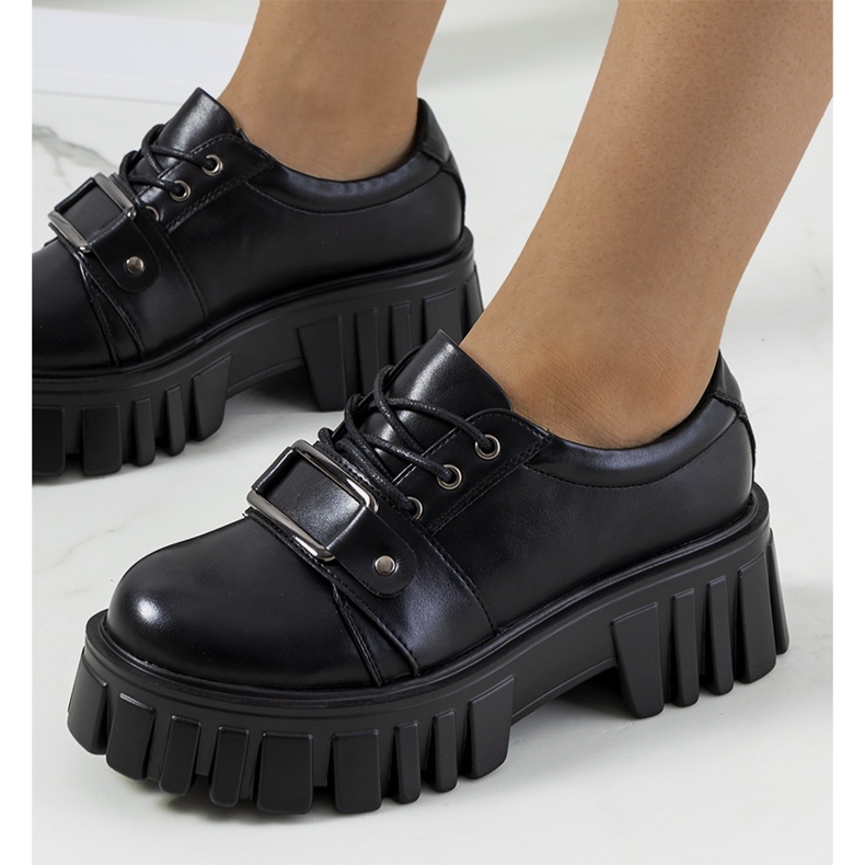 Pantofi negri pe talpa de tractor de la Sallie negru 2