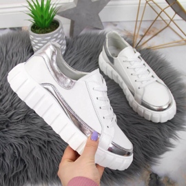 Pantofi din piele pe platforma S. Barski W OLI161 alb 1