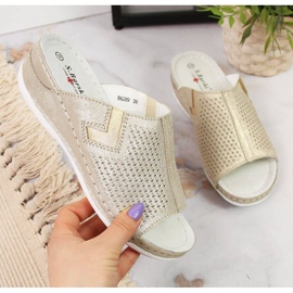 Papuci de papuci din piele S. Barski W OLI163B aurii de aur 1