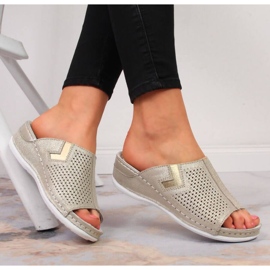 Papuci de papuci din piele S. Barski W OLI163B aurii de aur 2