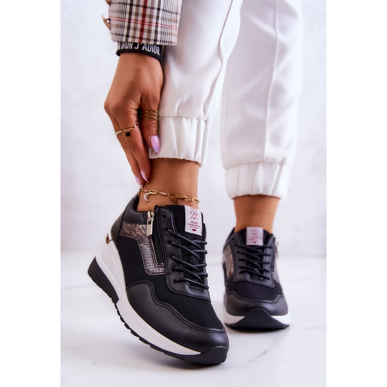 Cross Jeans Pantofi de damă cu pană Jeans încrucișați JJ2R4027C Negru 2