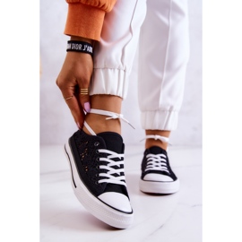 Tenisi de damă din material Black Venture cu ajurat negru 1 Tenisi de damă din material Black Venture cu ajurat negru 1