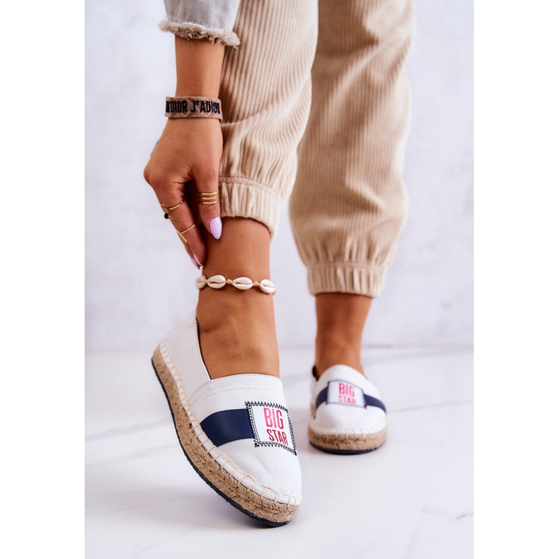 Espadrile pentru damă Big Star JJ274964 alb și bleumarin 1