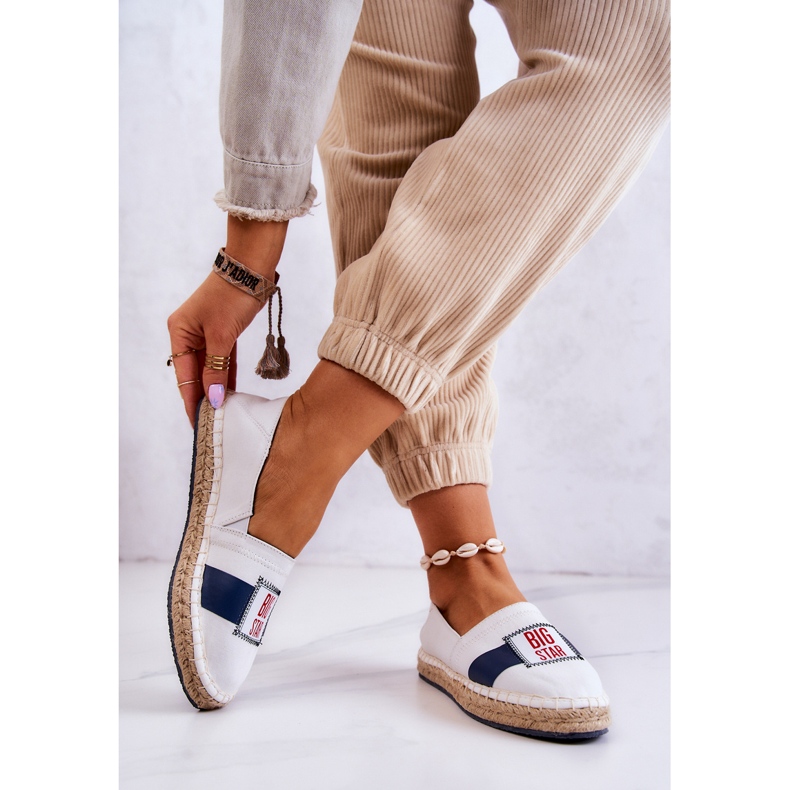 Espadrile pentru damă Big Star JJ274964 alb și bleumarin 2