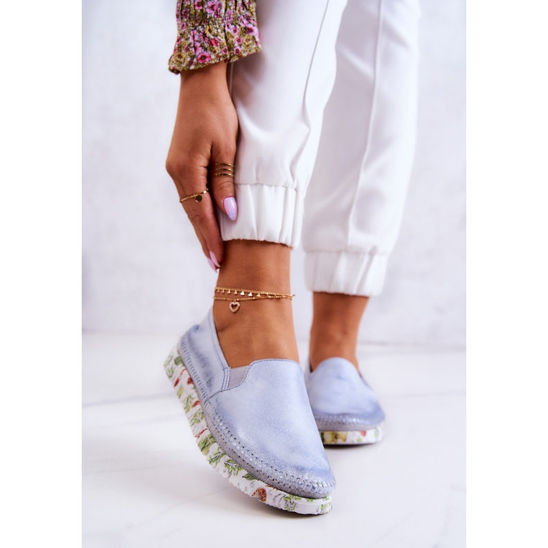 Pantofi Slip-On din piele de damă Maciejka 03512-40 Albastru deschis 1