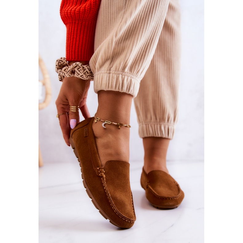 Mocasini de piele intoarsa de dama Big Star JJ274660 Camel maro 2