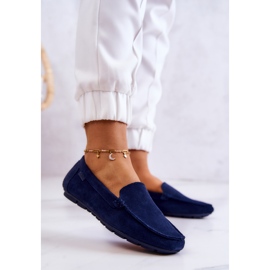 Mocasini de piele intoarsa pentru dama Big Star JJ274659 Bleumarin albastru 2