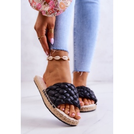 Papuci de piele impletitati Big Star JJ274919 Negri negru 1