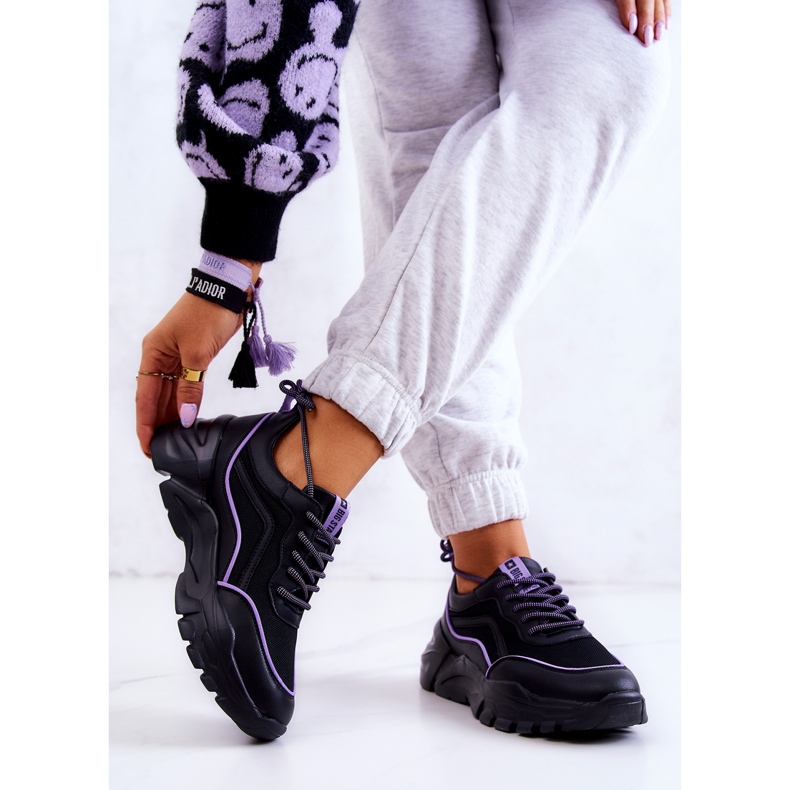 Memory Foam Big Star JJ274786 Pantofi sport negri negru violet 2