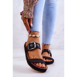 Papuci la modă cu cataramă Big Star JJ274730 Negru 2